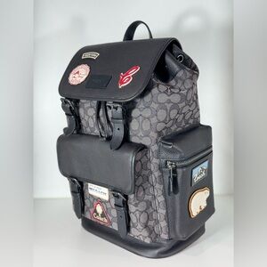 COACH Super Rare SKI EDITION Black and Gray PATCHES Sprint Backpack in signature